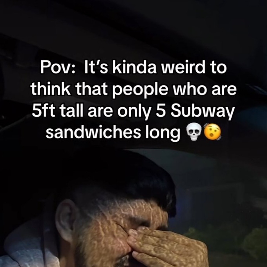 5ft tall people are only 5 subway sandwiches long