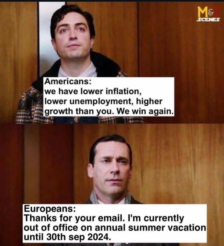 American growth vs. European vacations meme