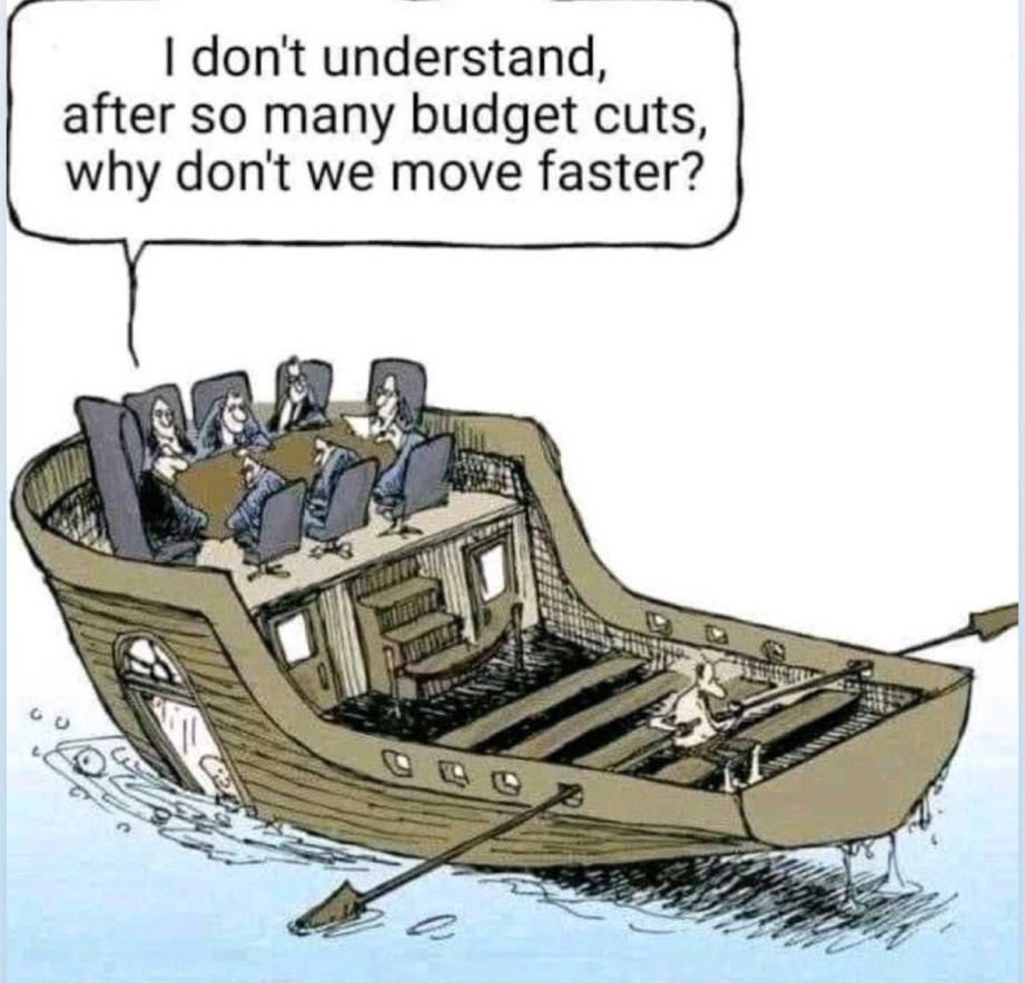 Budget cuts and not moving faster meme
