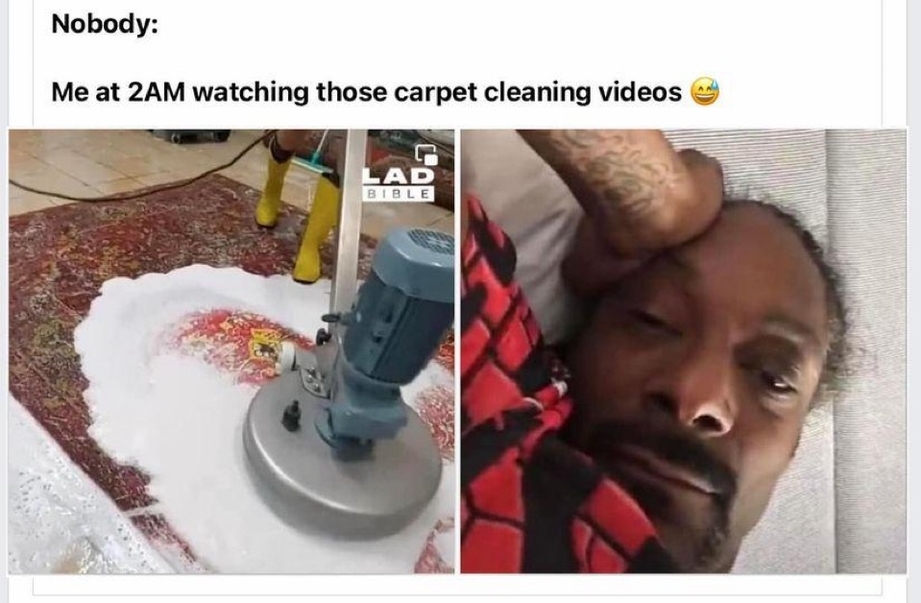 Carpet cleaning videos meme