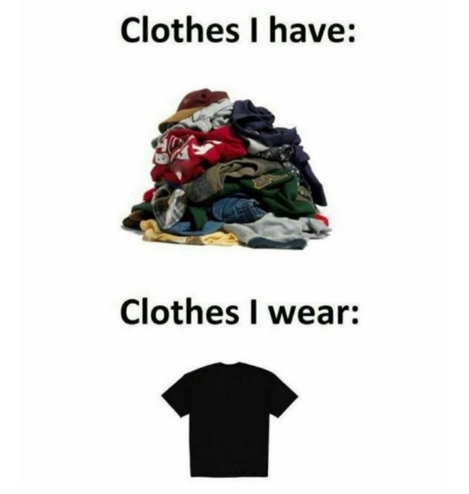 Clothes I have vs. clothes I wear – meme