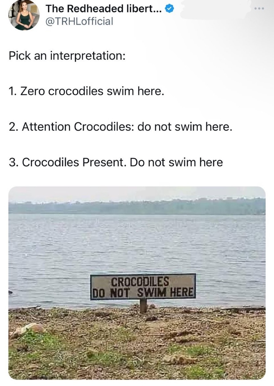 Crocodiles do not swim here meme