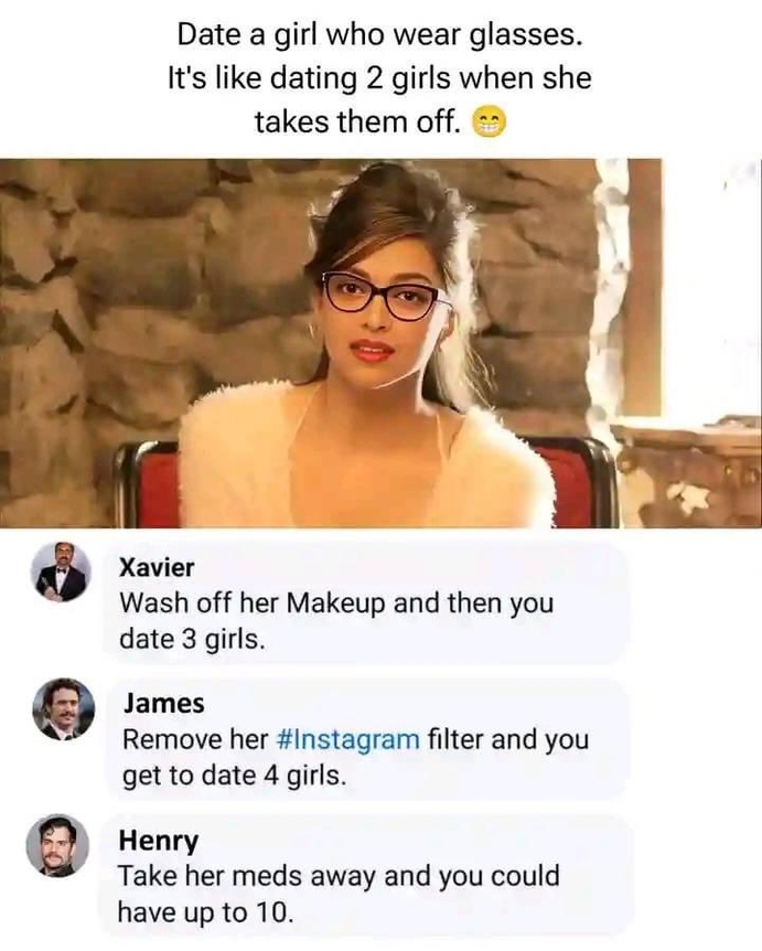 Dating a girl who wears glasses meme
