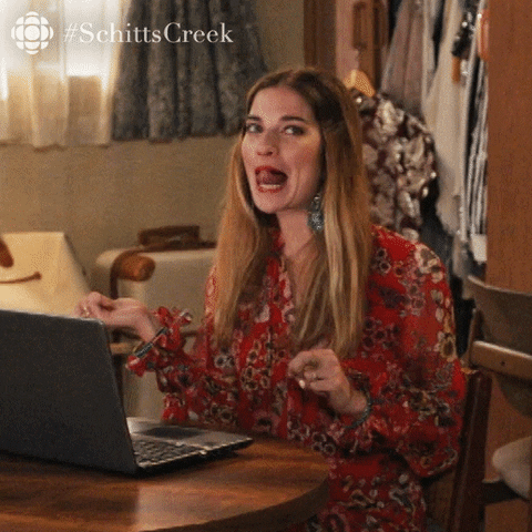 Excited Schitts Creek gif CBC