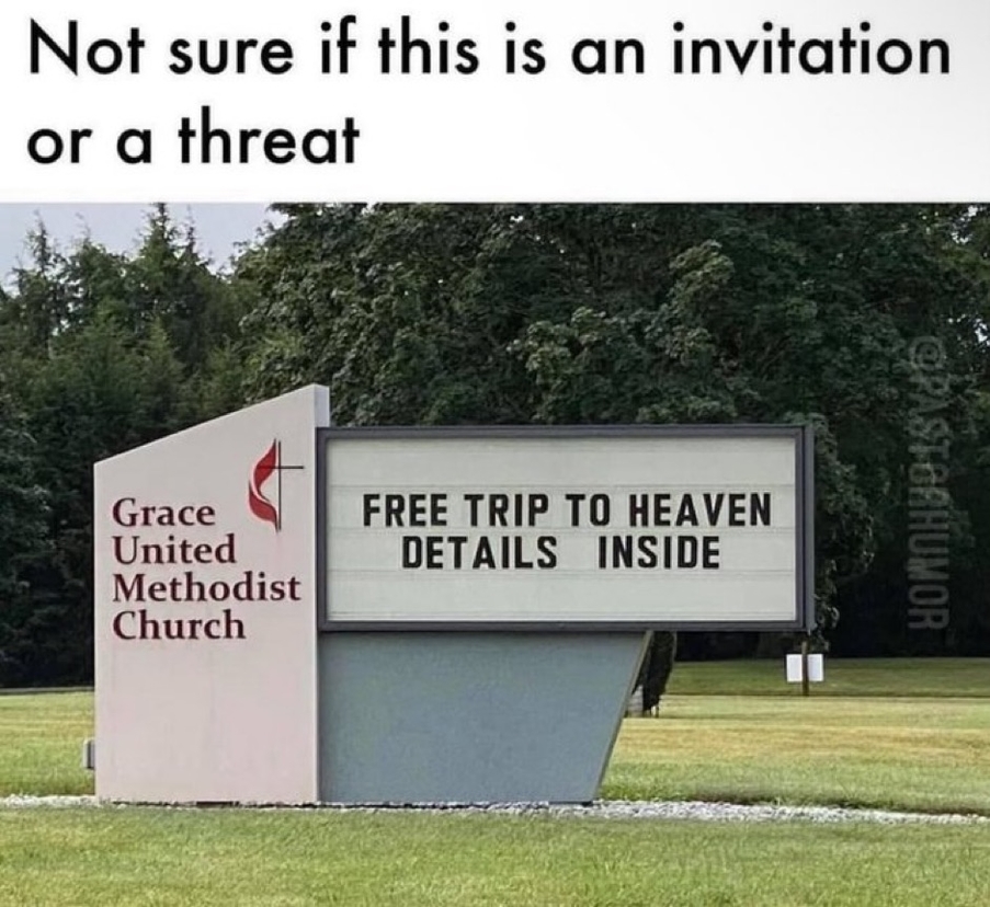 Free trip to heaven – church invitation