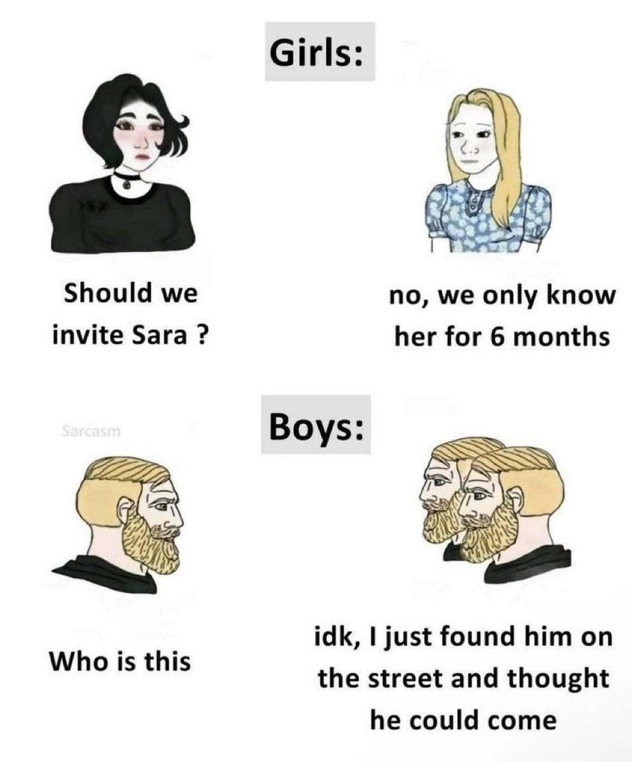 Girls vs. Boys inviting people