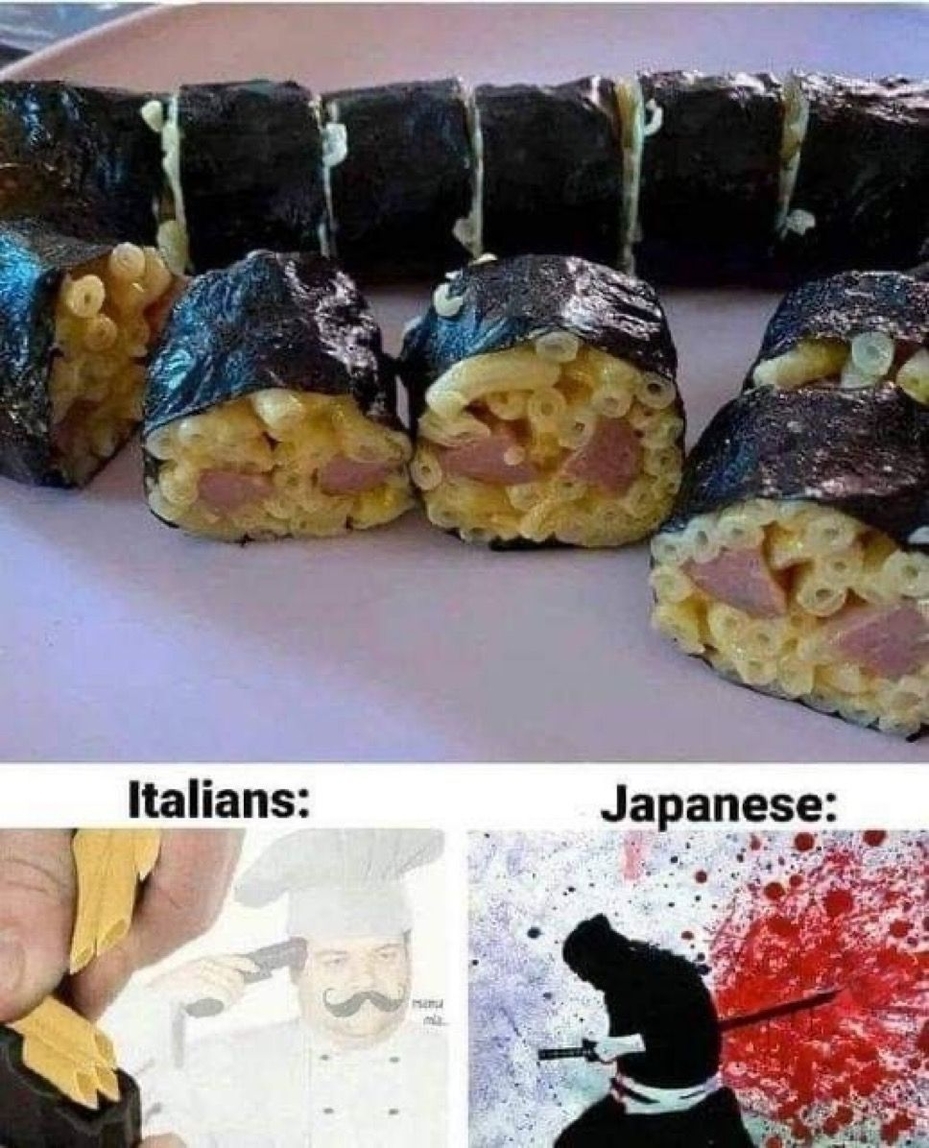 Italians vs. Japanese pasta sushi