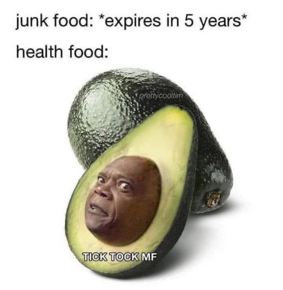 Junk food vs. health food expiry date