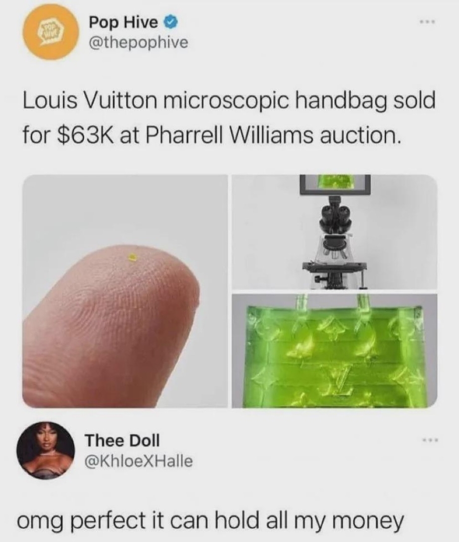Louis Vutton microscopic handbag meme