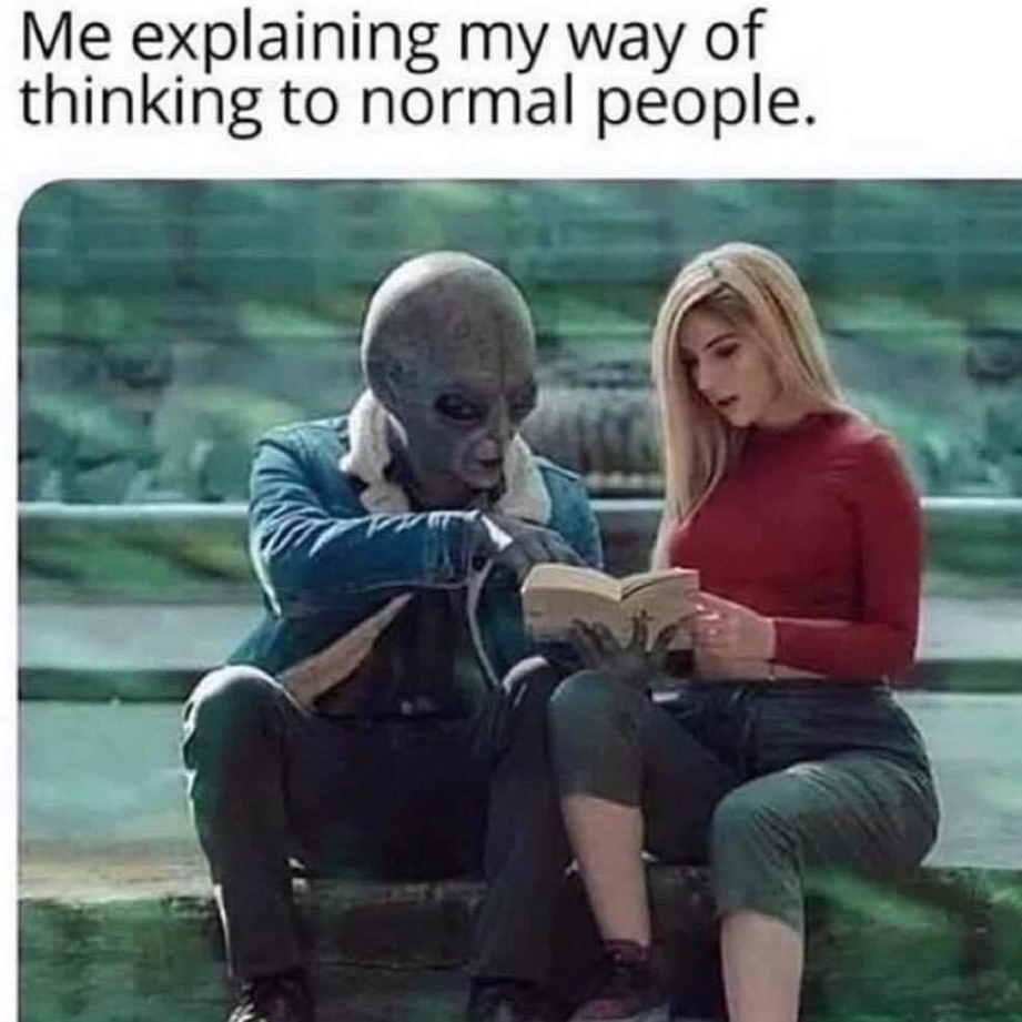 Me explaining my way of thinking to normal people meme