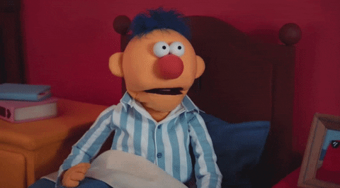 Scared Gif Puppet in Bed