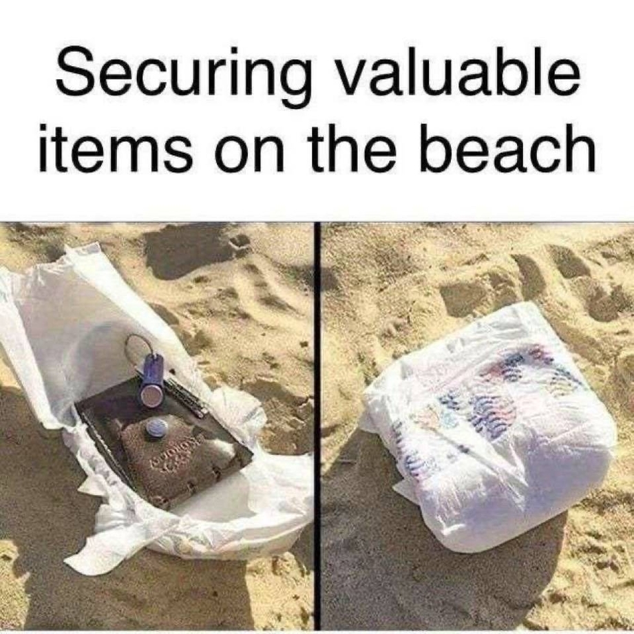 Securing valuable items on the beach