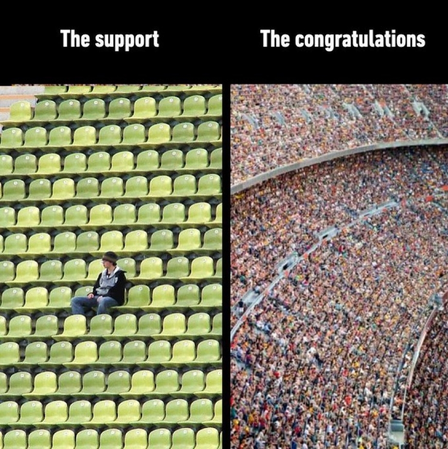 Support vs. congratulations meme