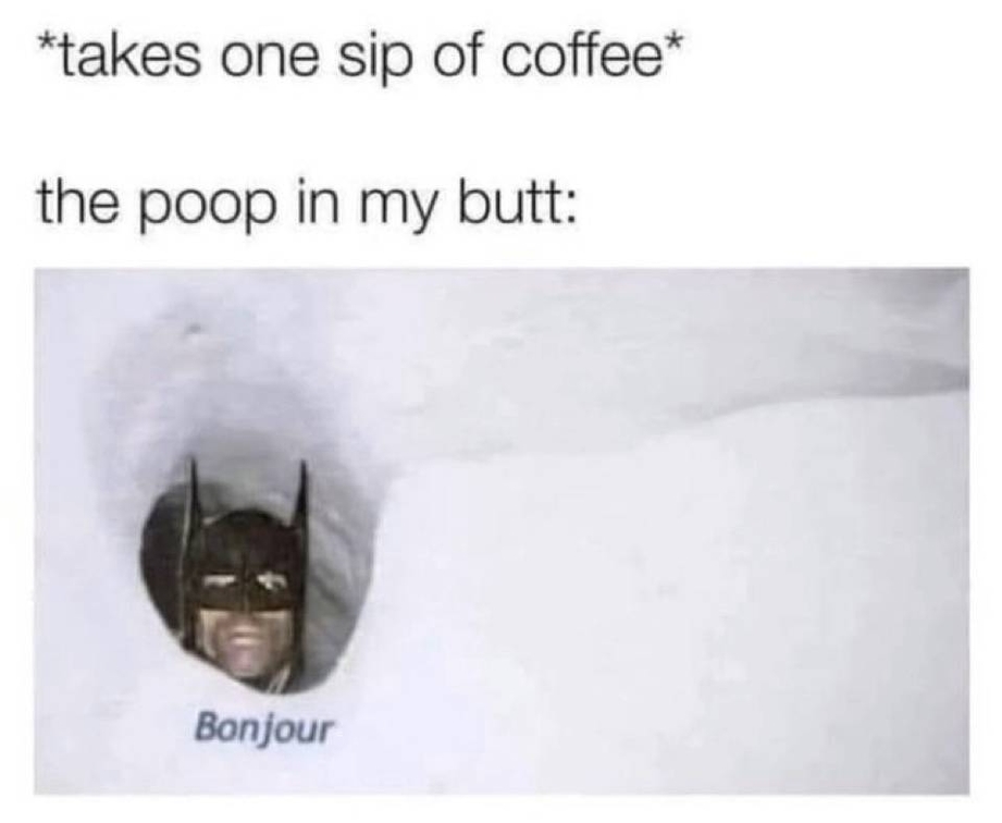 Takes on sip of coffee