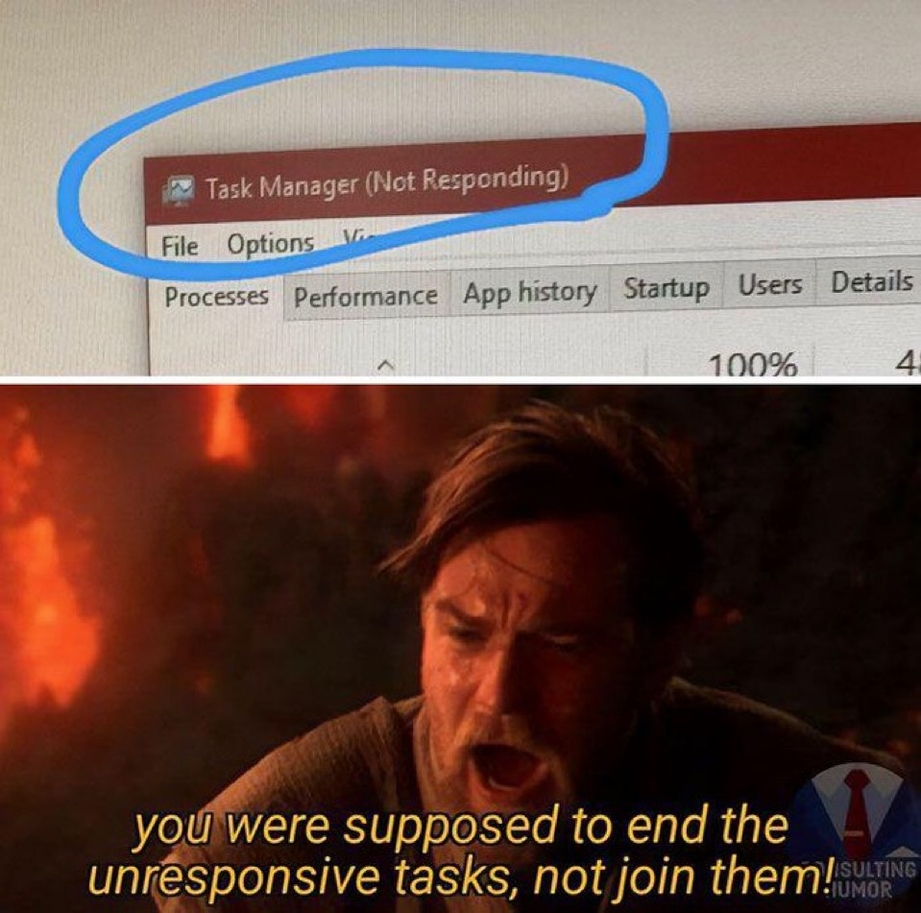 Task manager not responding meme