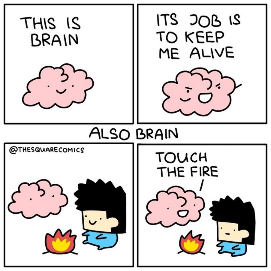 The job of the brain is to keep you alive, and this