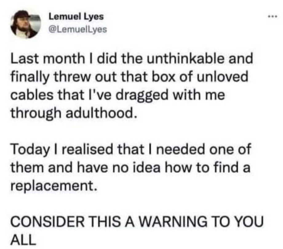 Throwing old cables