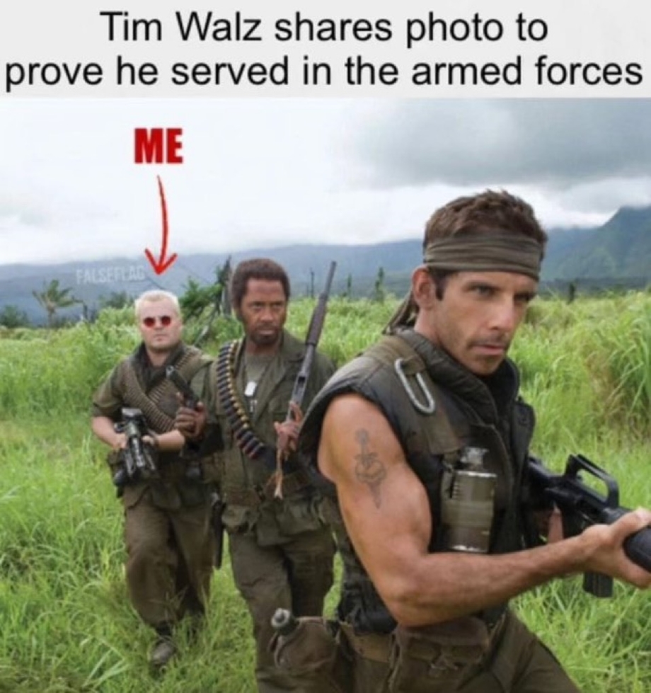 Tim Walz shares photo to prove he served in the armed forces meme