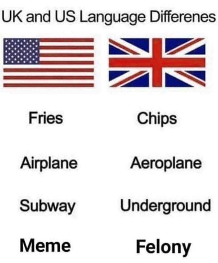 UK and US language differences meme