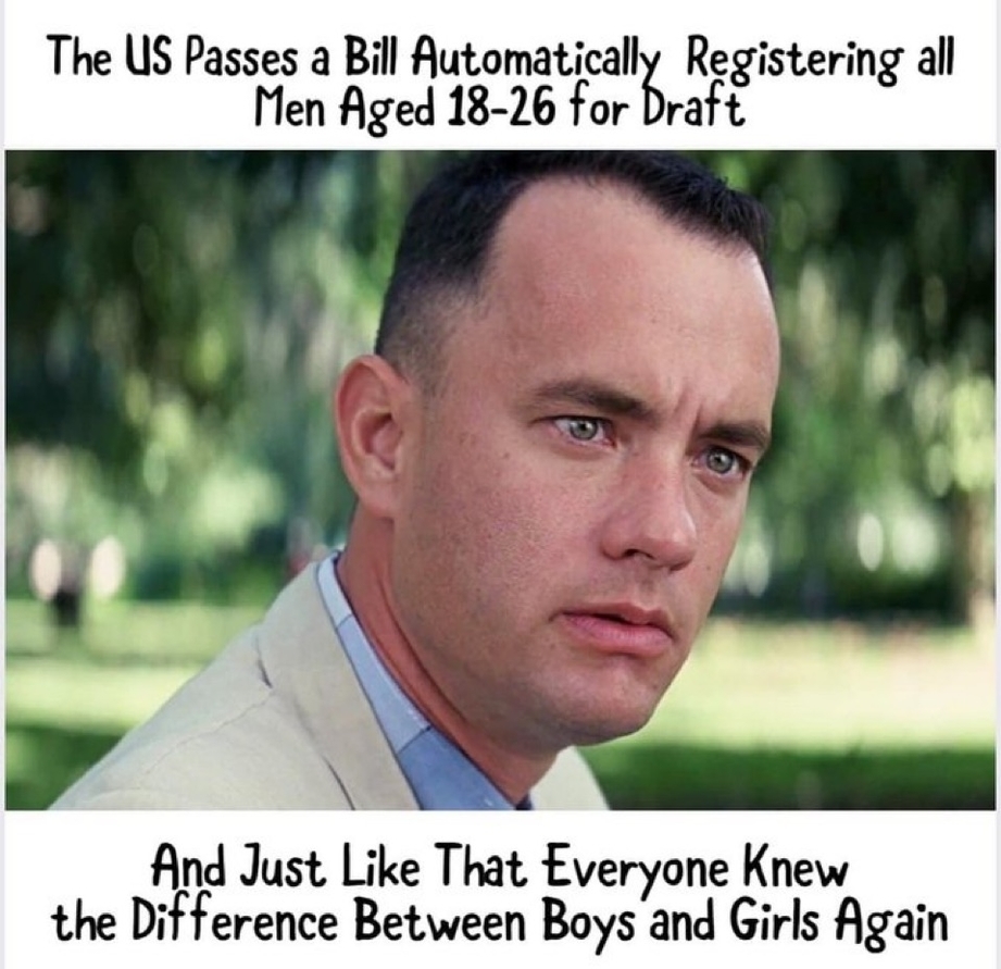 US passes bill to register all men – difference between boys and girls meme
