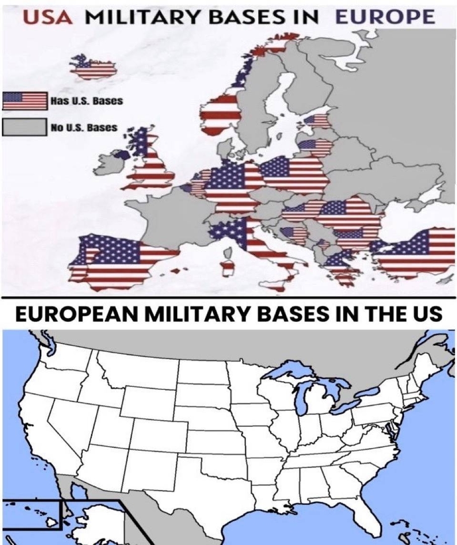 USA military bases in Europe vs. European bases in the US