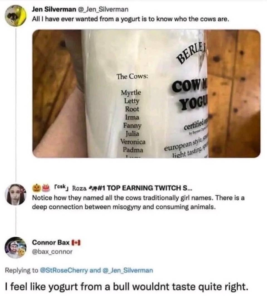 Why cow names on the yogurt are only girl names
