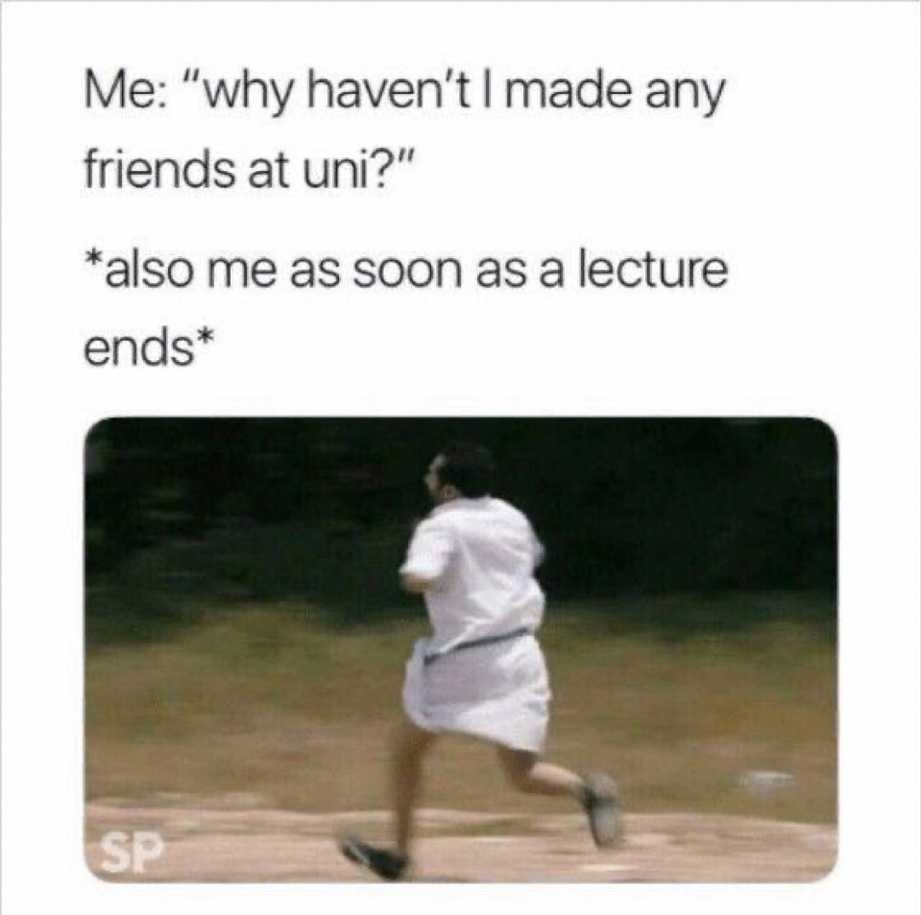 Why have not I made any friends in university meme