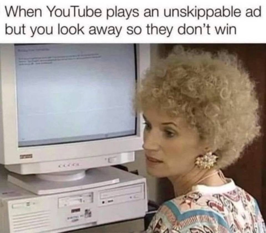 YouTube ads and looking away