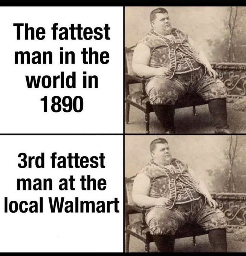 The fattest man then vs. now